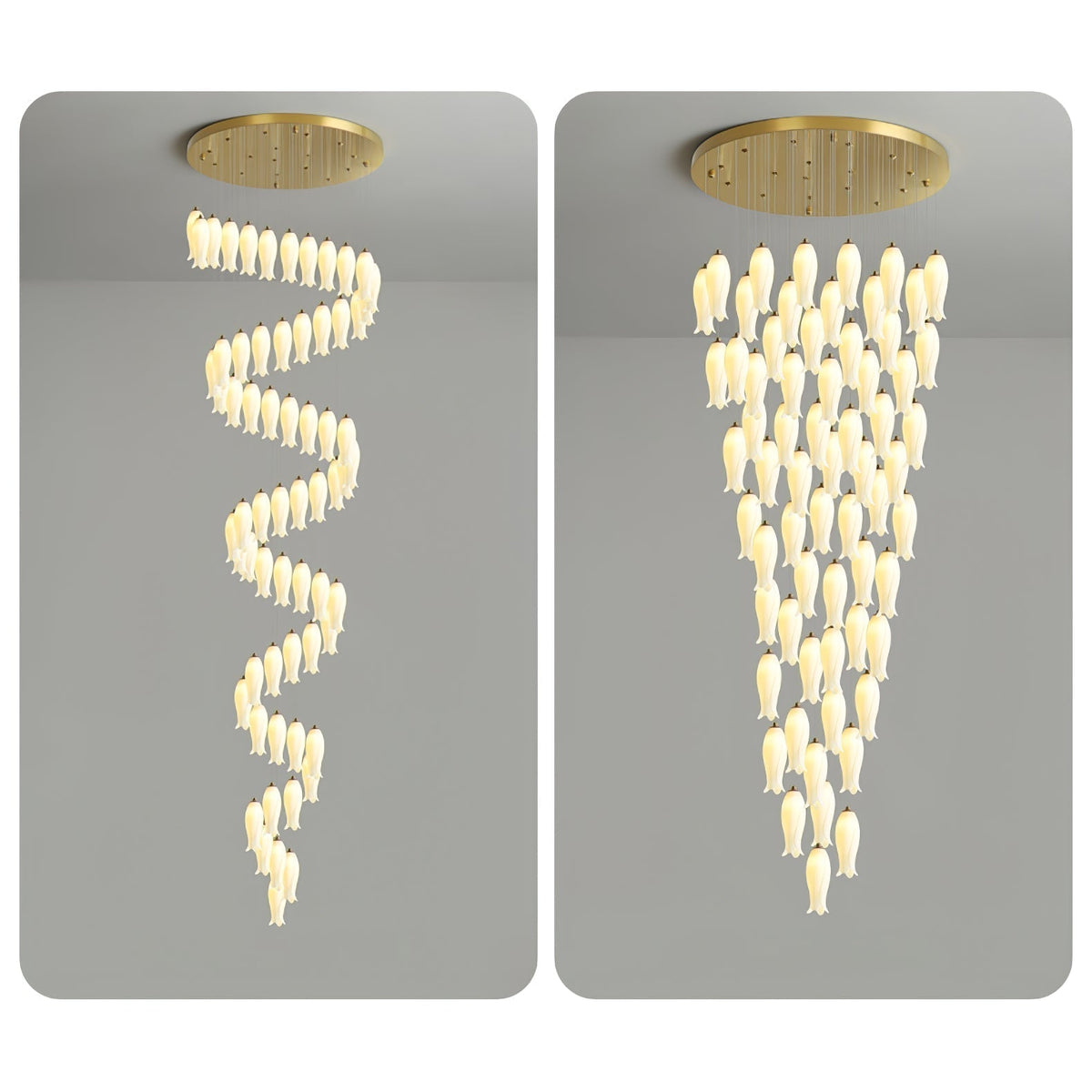 Lustre Gabrielle en albâtre et laiton – vue 25