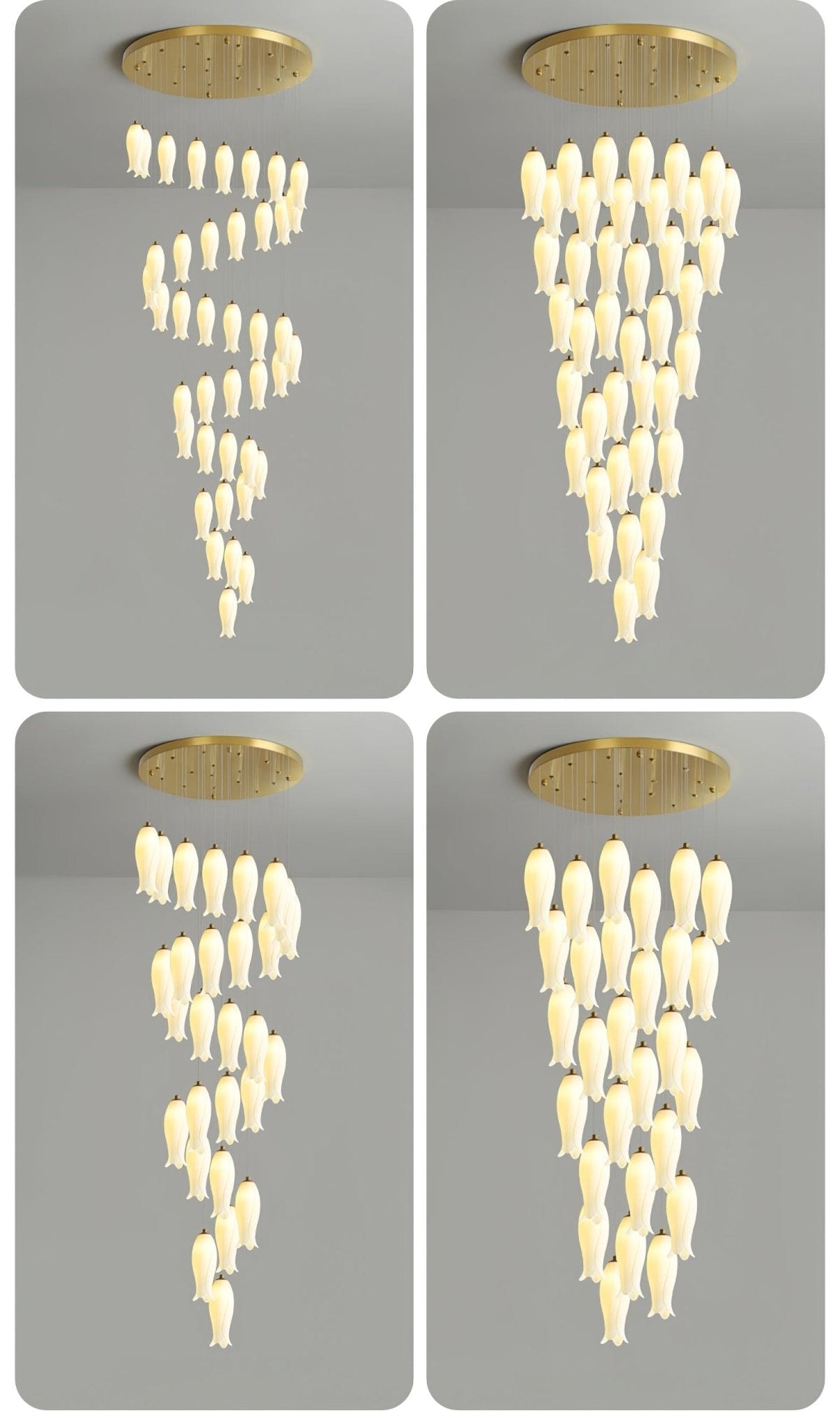 Lustre Gabrielle en albâtre et laiton – vue 26