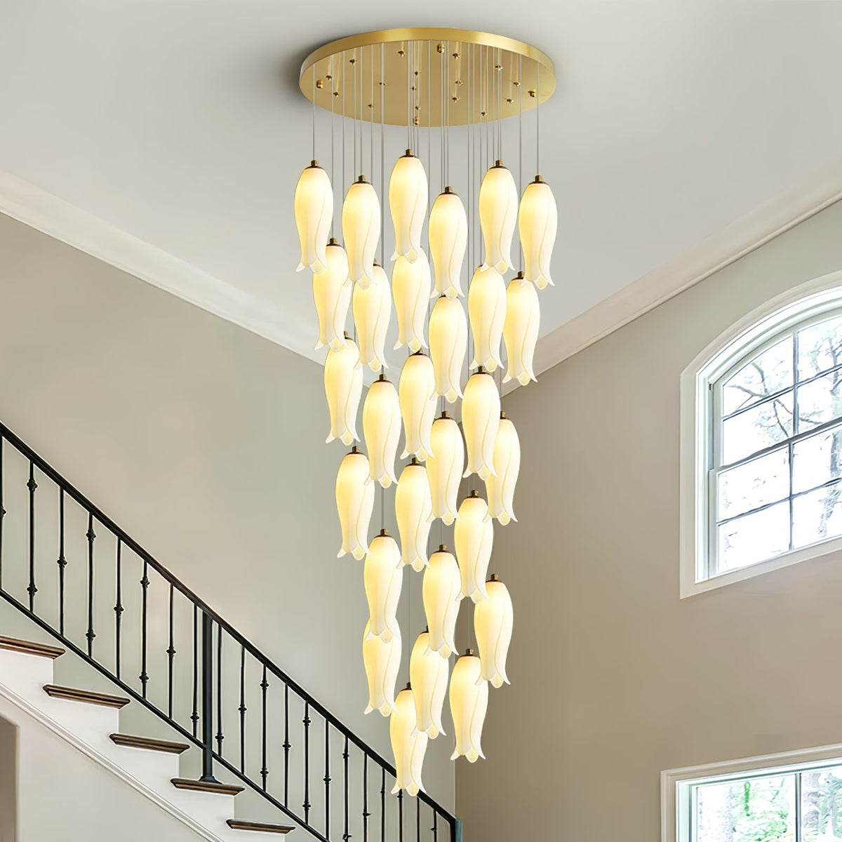 Lustre Gabrielle en albâtre et laiton – vue 16