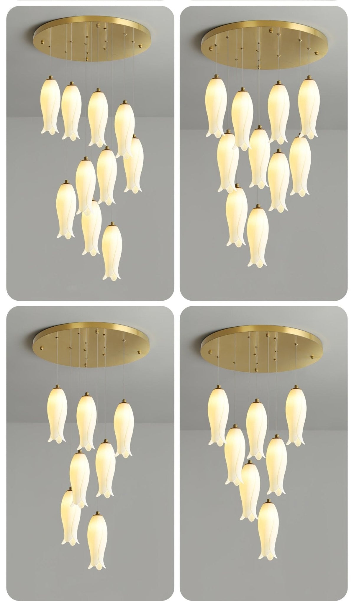 Lustre Gabrielle en albâtre et laiton – vue 29