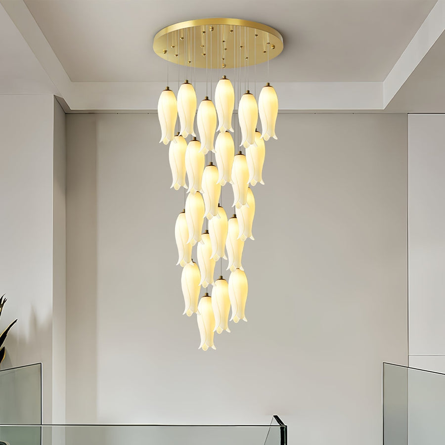 Lustre Gabrielle en albâtre et laiton – vue 4