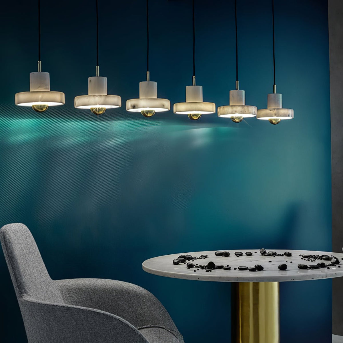 Suspension Ariane en marbre et métal – vue 8