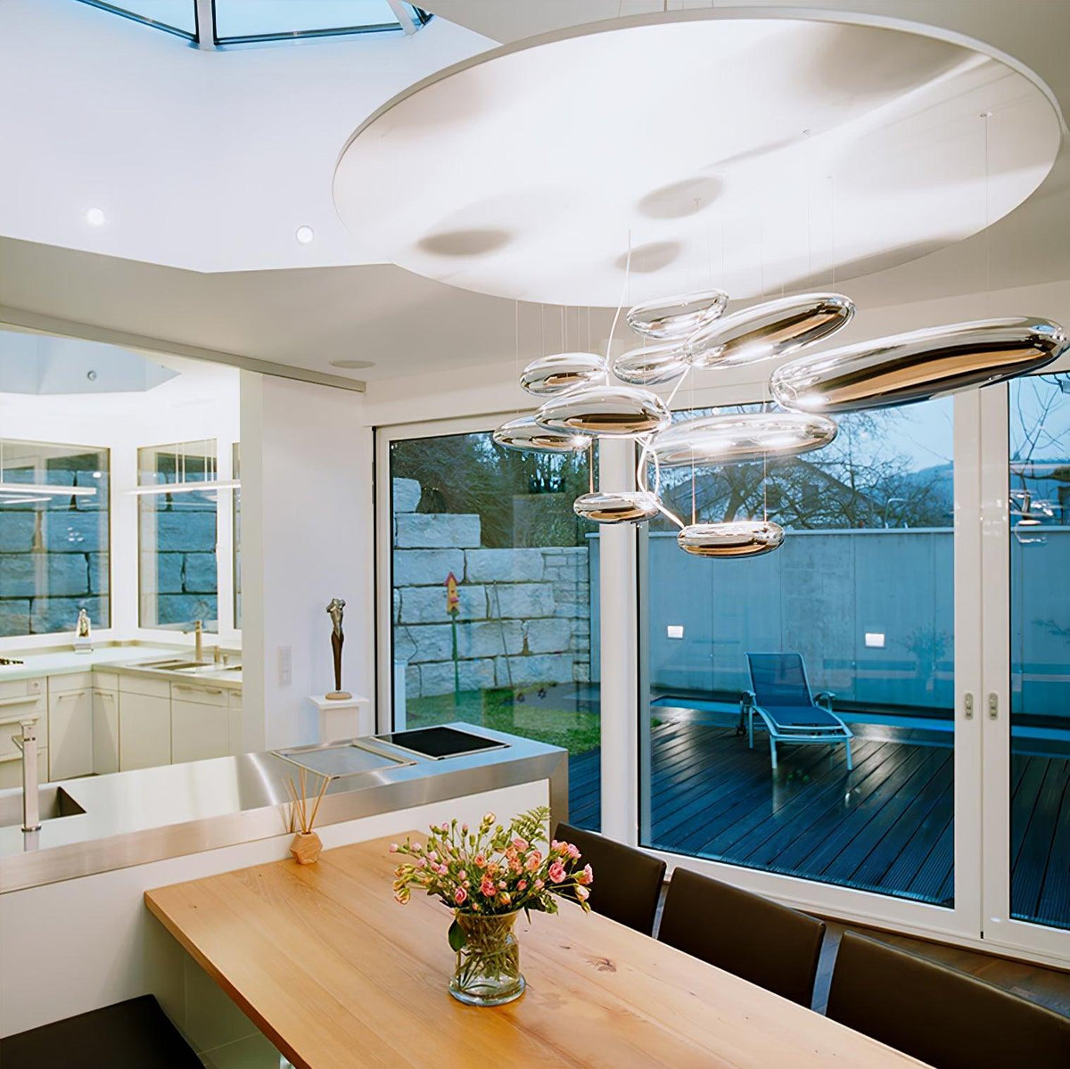 Lustre Andromède en aluminium et verre – vue 11
