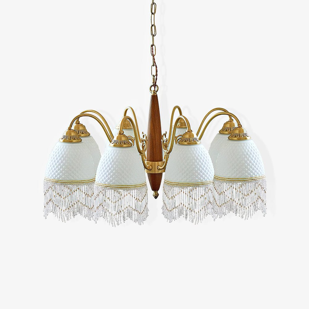 Lustre Dauphin en verre et bois – vue 20