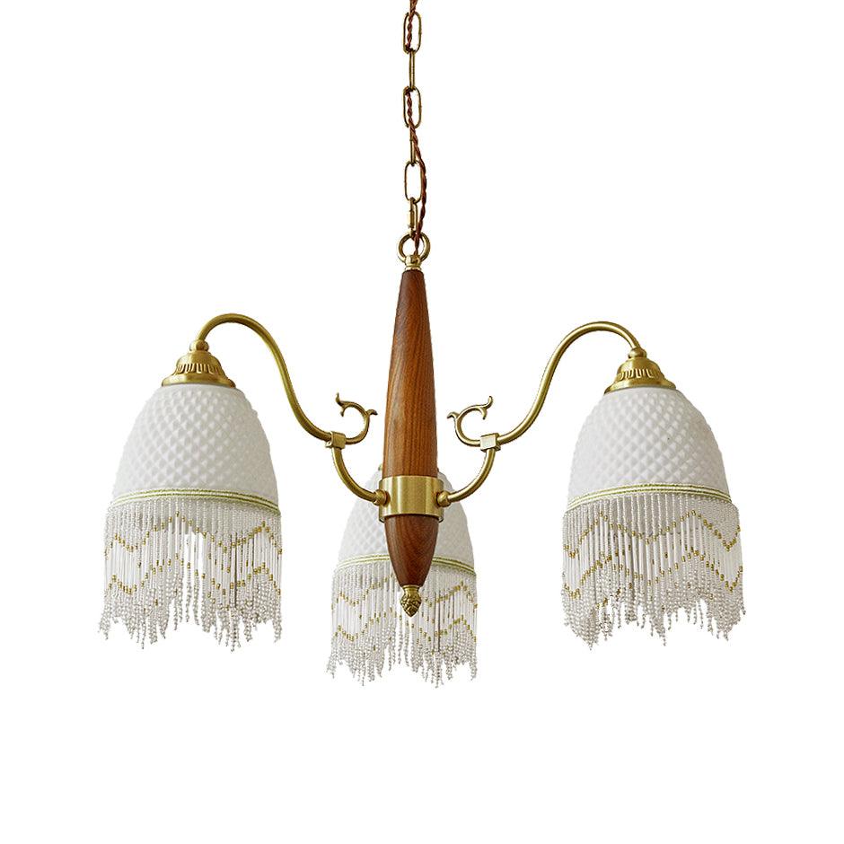Lustre Dauphin en verre et bois – vue 17