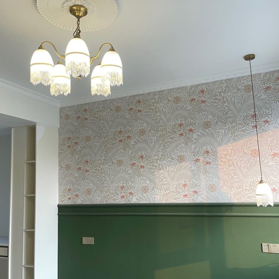Lustre Dauphin en verre et bois – vue 5