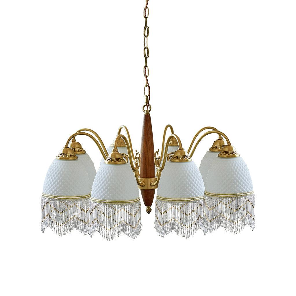 Lustre Dauphin en verre et bois – vue 19