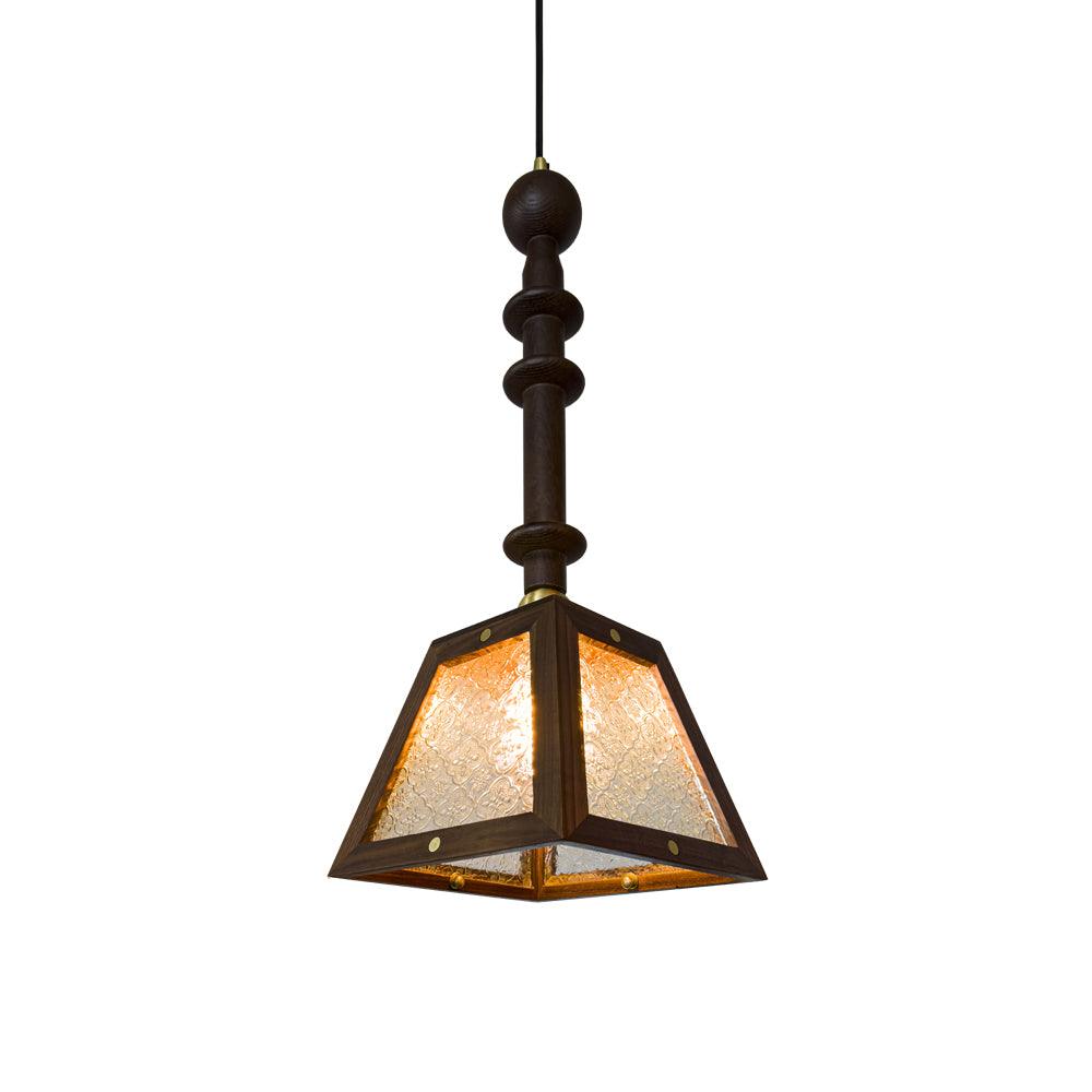 Suspension Violette en verre et noyer – vue 12