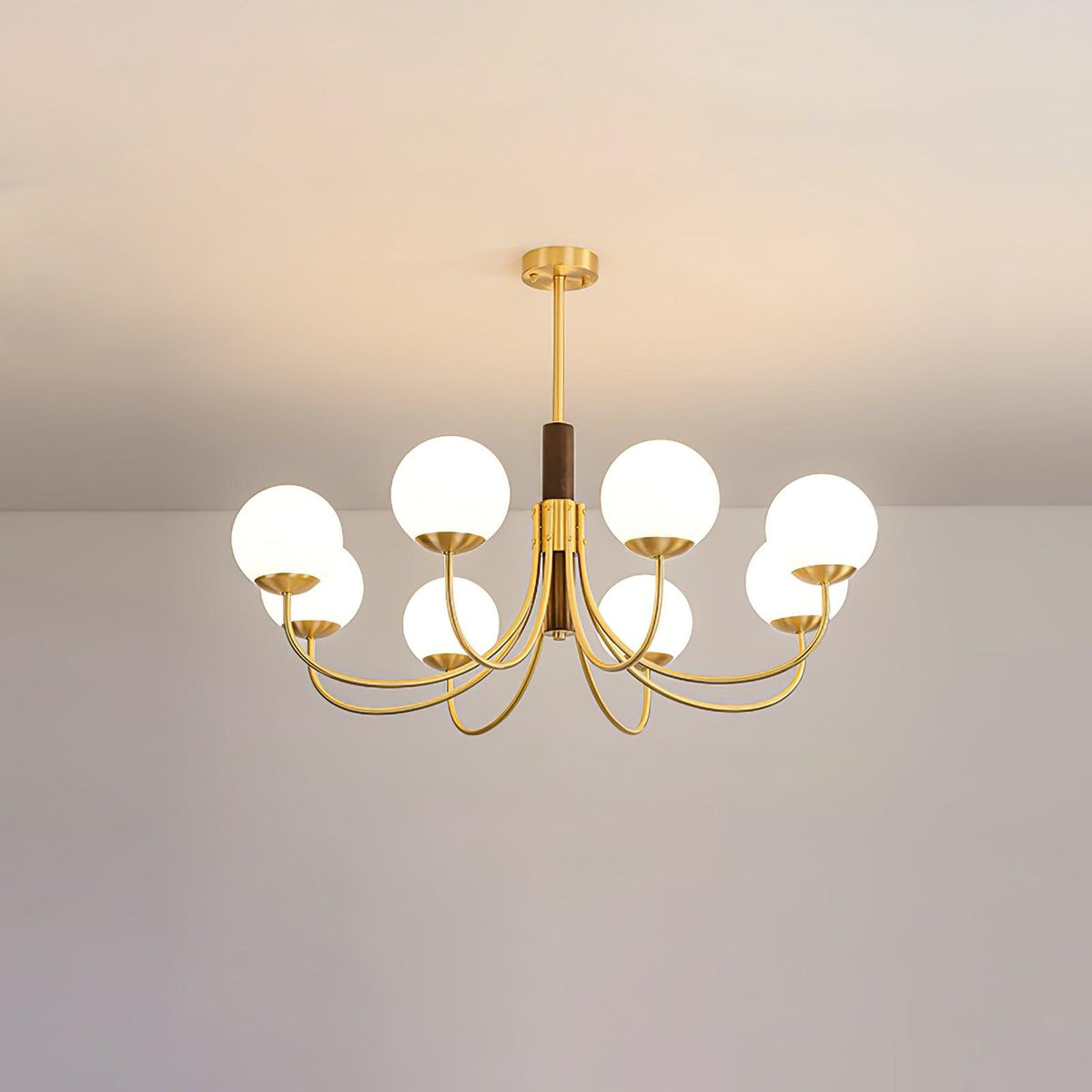 Lustre Chardon en noyer et laiton – vue 20