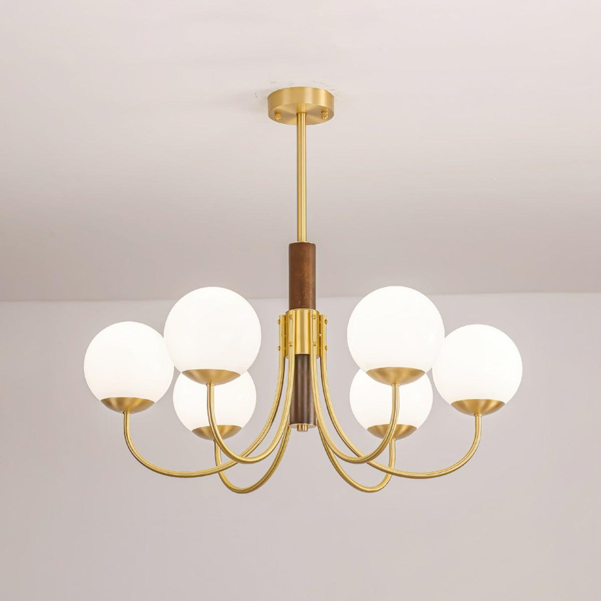 Lustre Chardon en noyer et laiton – vue 6