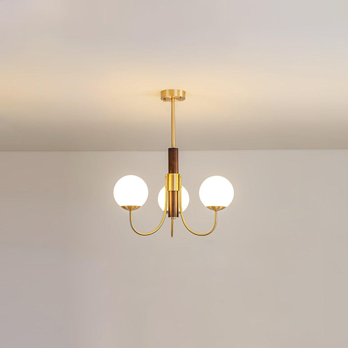 Lustre Chardon en noyer et laiton – vue 21