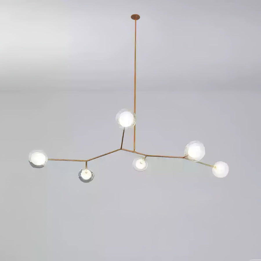 Lustre Caroline en laiton et verre – vue 2