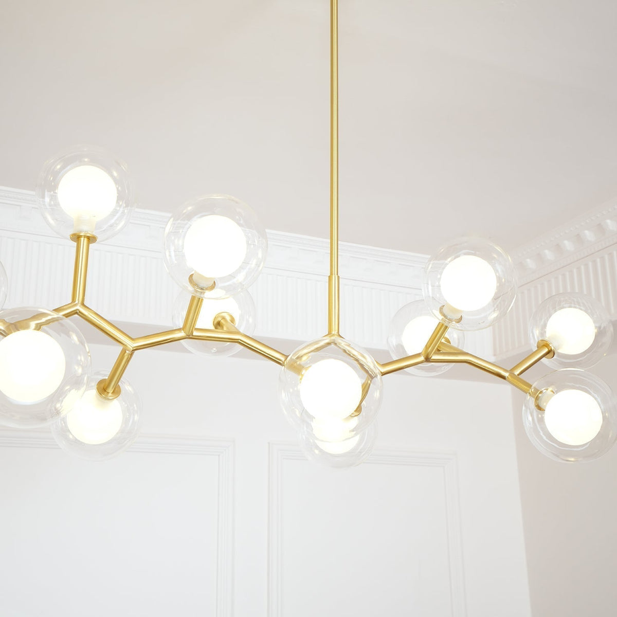 Lustre Caroline en laiton et verre – vue 19