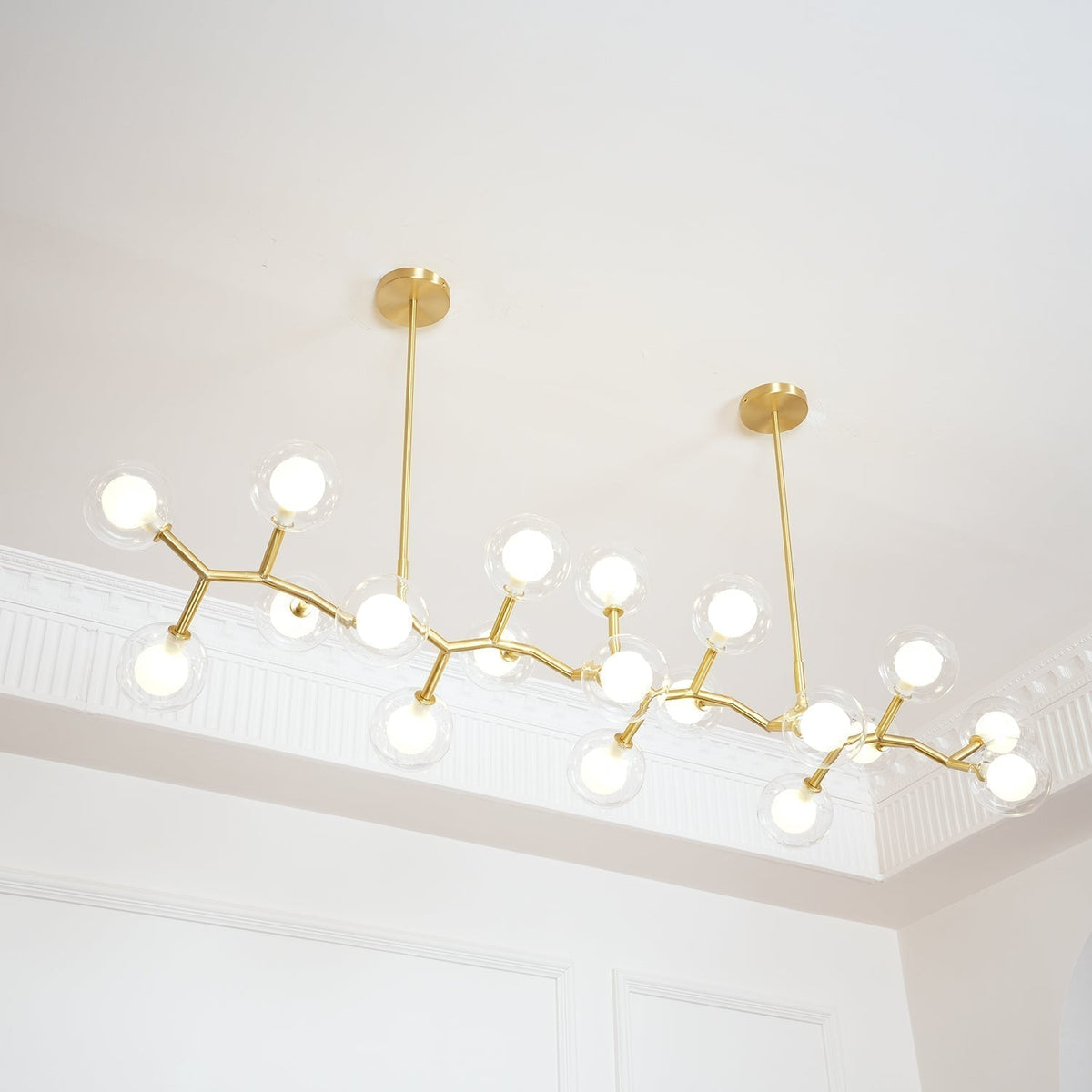 Lustre Caroline en laiton et verre – vue 21