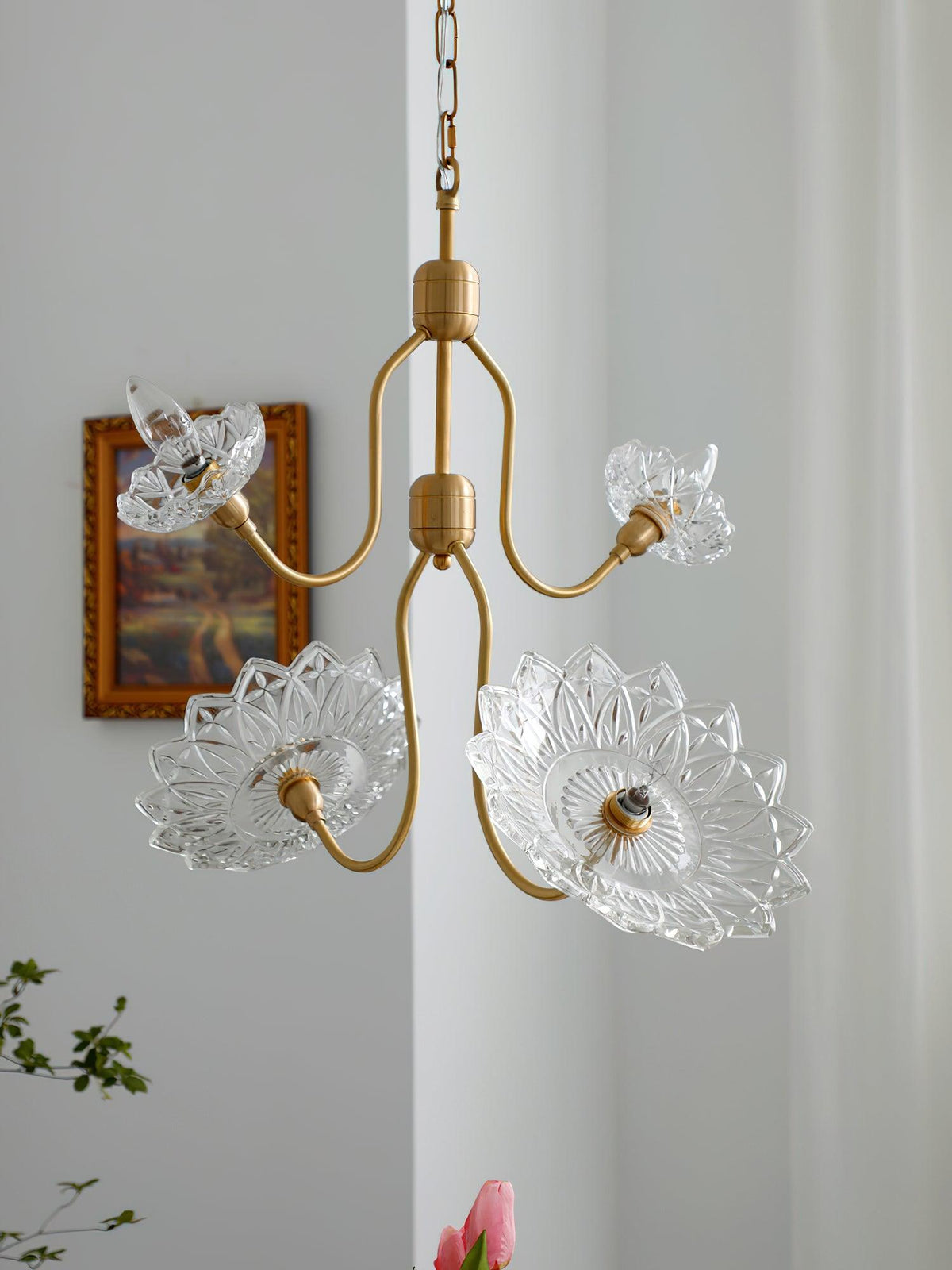 Lustre Deauville en verre et laiton – vue 28