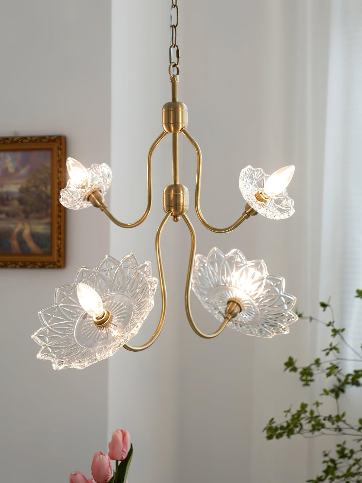 Lustre Deauville en verre et laiton – vue 30