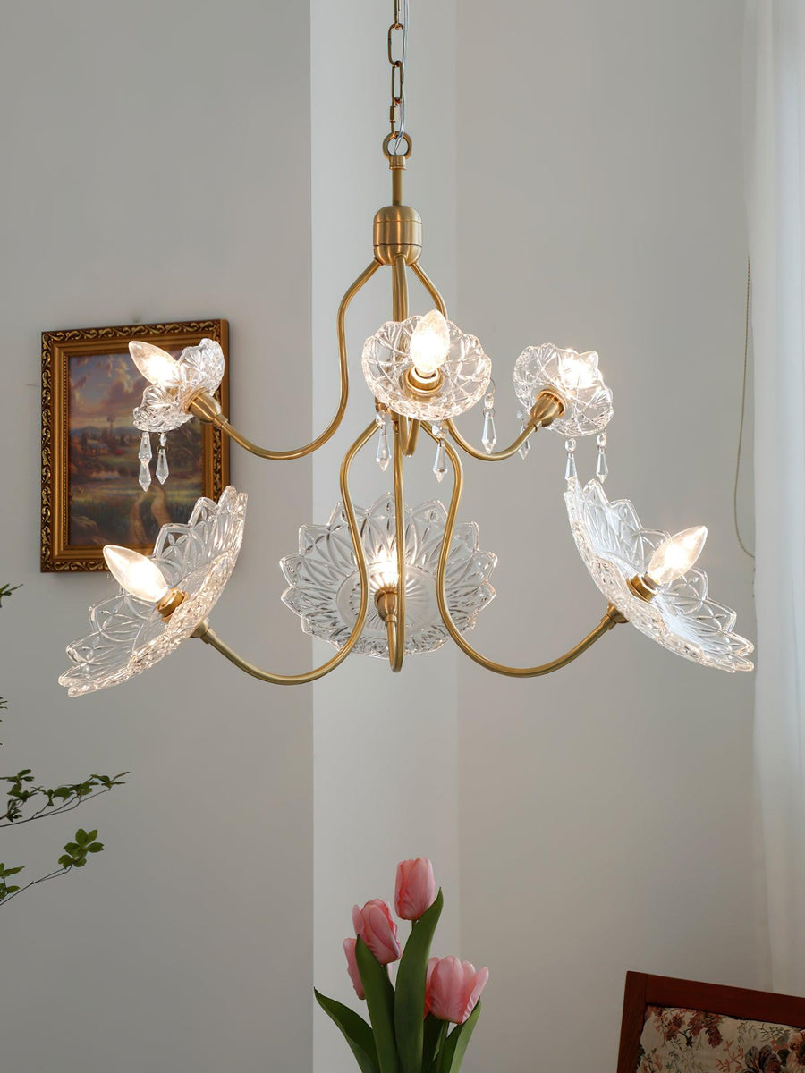 Lustre Deauville en verre et laiton – vue 2