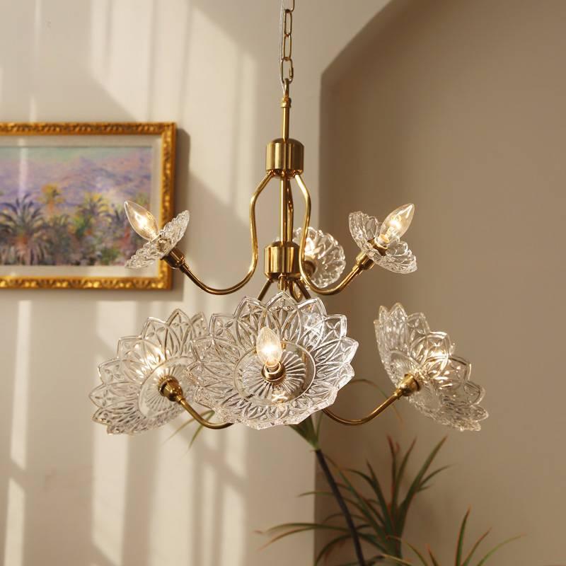 Lustre Deauville en verre et laiton – vue 17