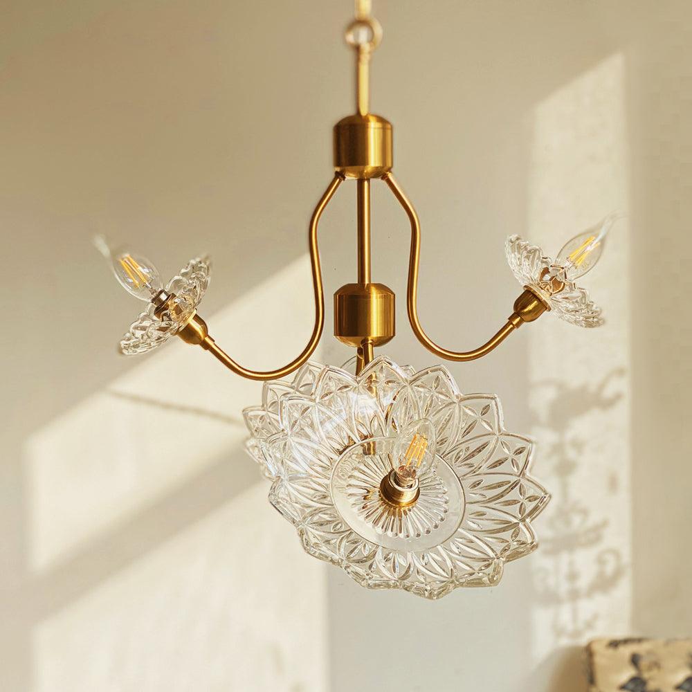 Lustre Deauville en verre et laiton – vue 12