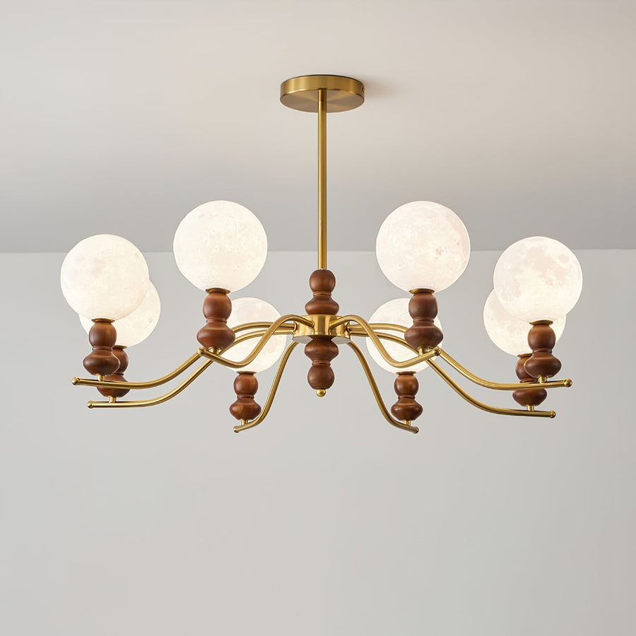 Lustre Babette en bois et laiton – vue 3