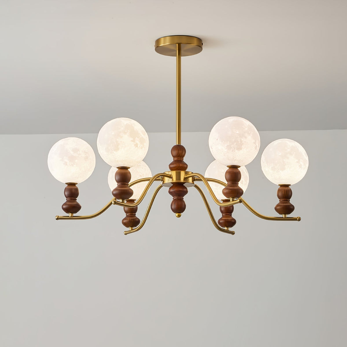 Lustre Babette en bois et laiton – vue 26