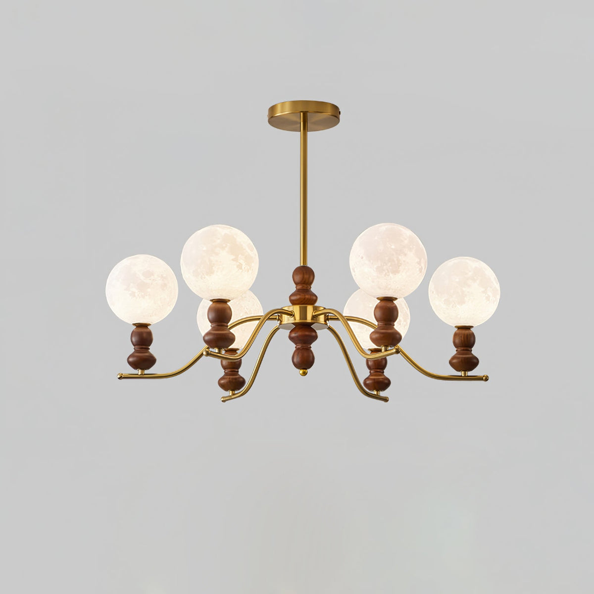 Lustre Babette en bois et laiton – vue 10