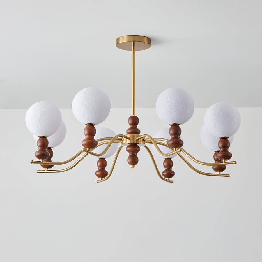 Lustre Babette en bois et laiton – vue 5