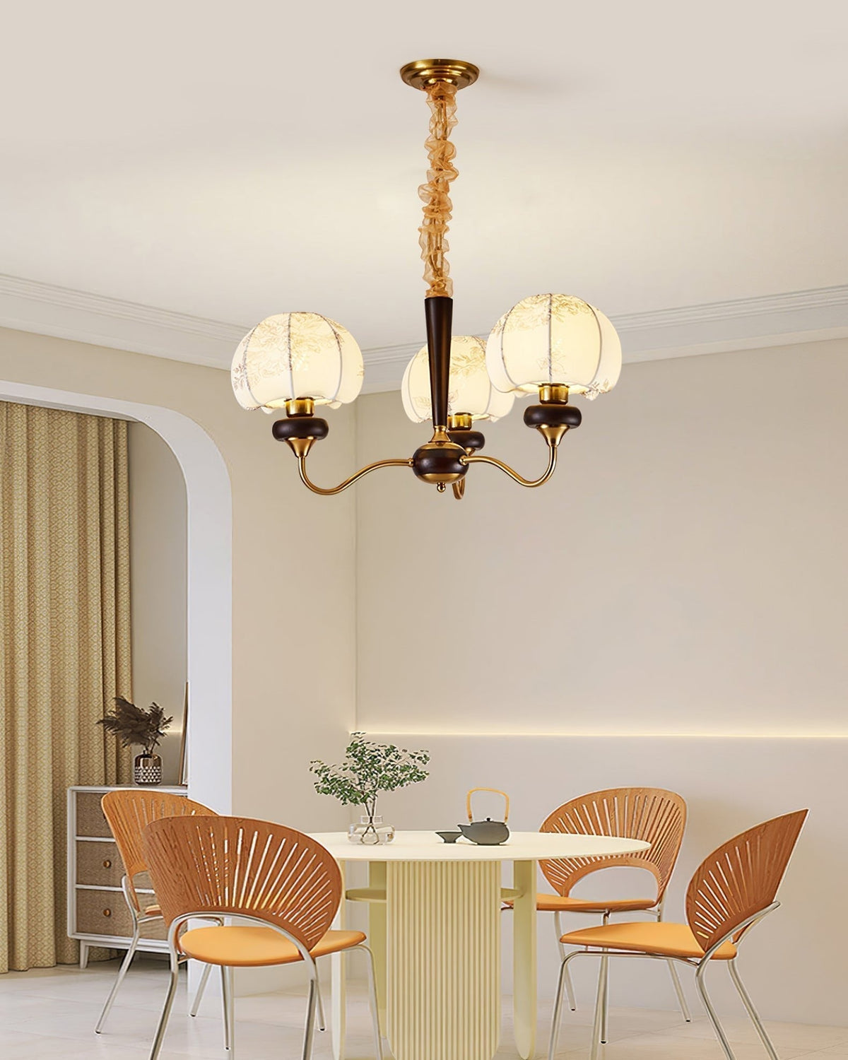 Lustre Tango en tissu et bois – vue 3