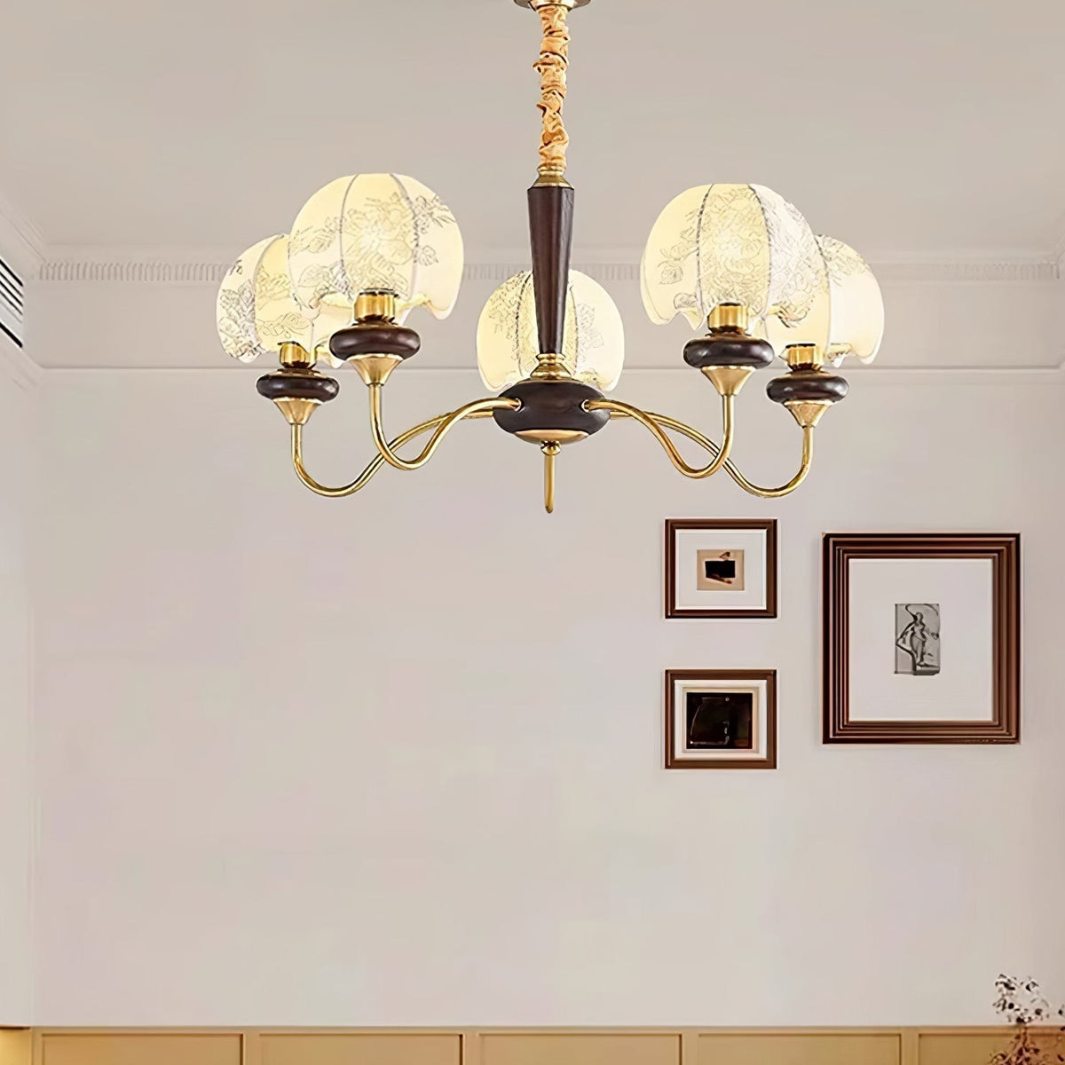 Lustre Tango en tissu et bois – vue 14