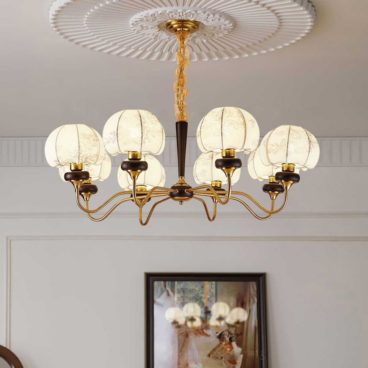 Lustre Tango en tissu et bois – vue 4