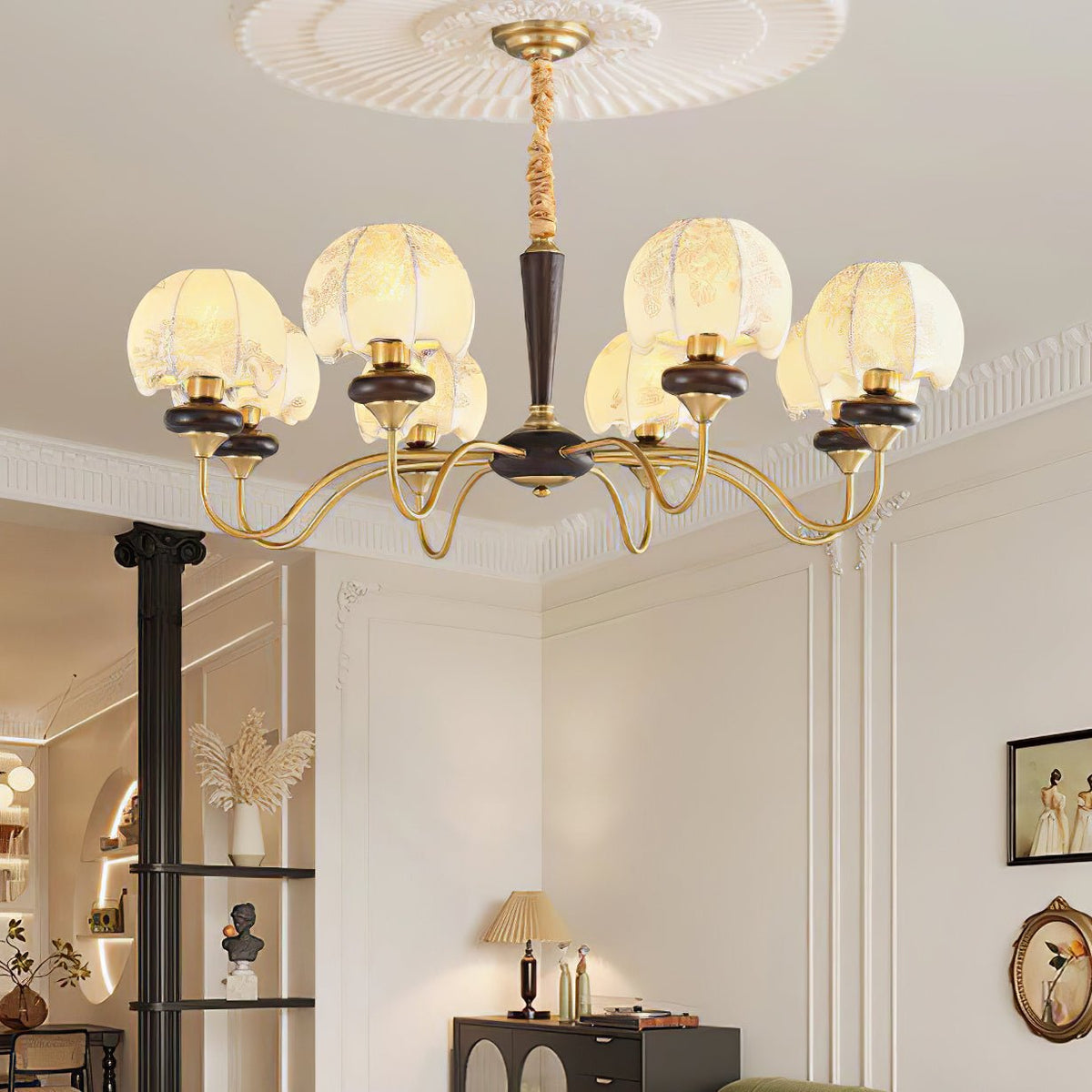 Lustre Tango en tissu et bois – vue 16
