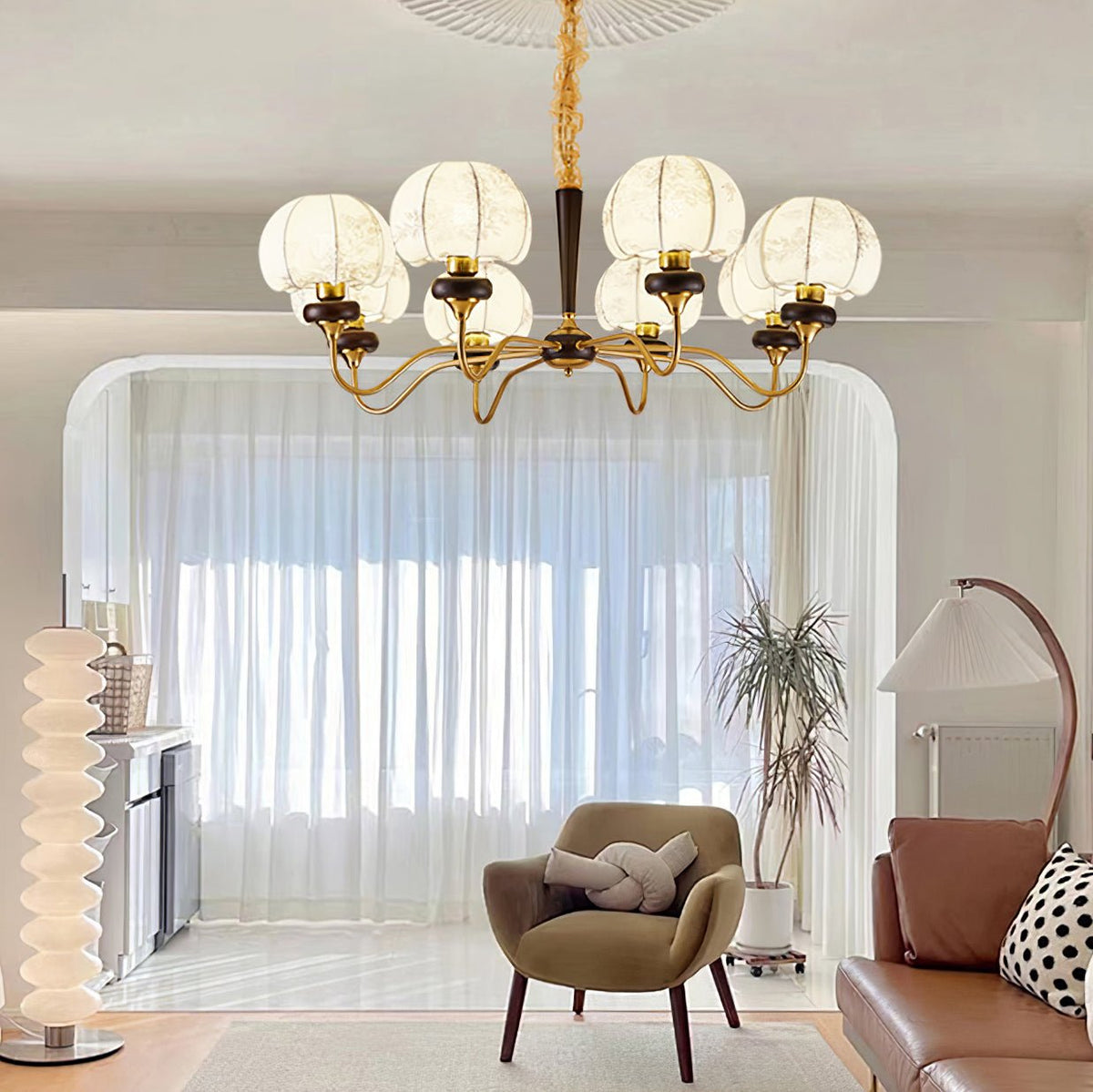 Lustre Tango en tissu et bois – vue 2