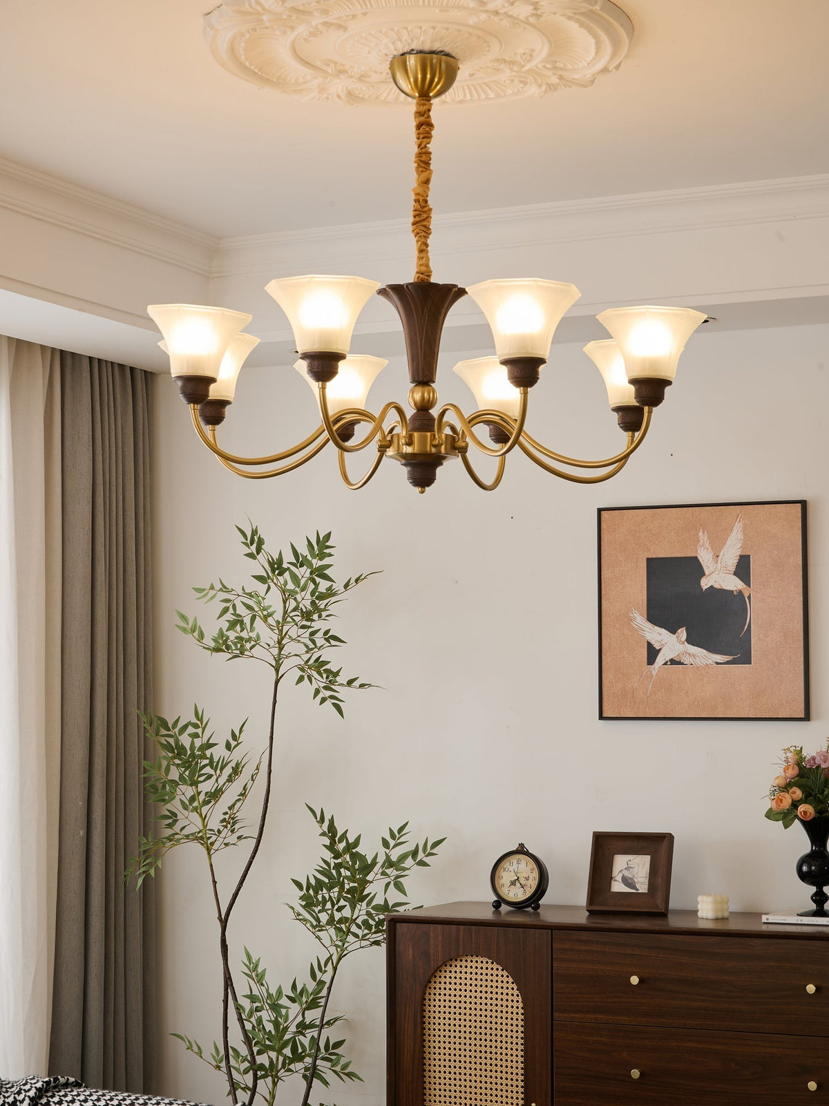 Lustre Odyssée en verre et bois – vue 3