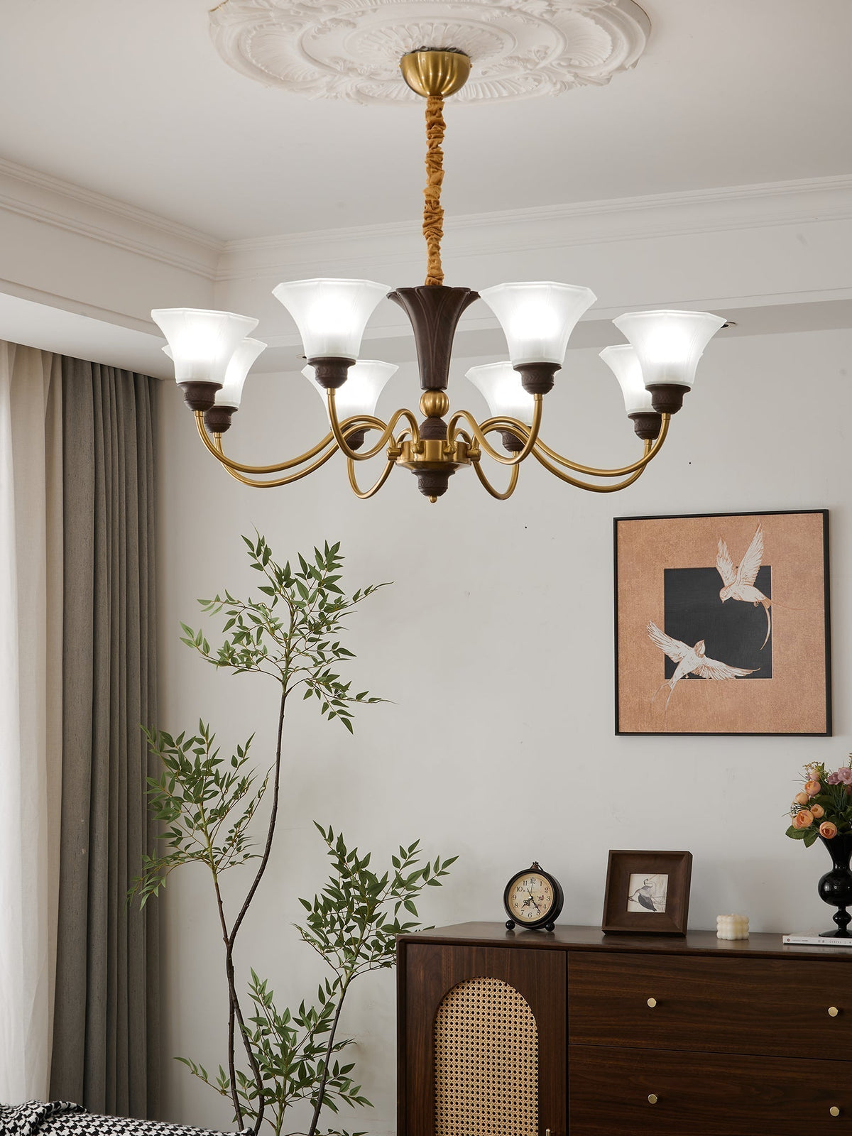 Lustre Odyssée en verre et bois – vue 5