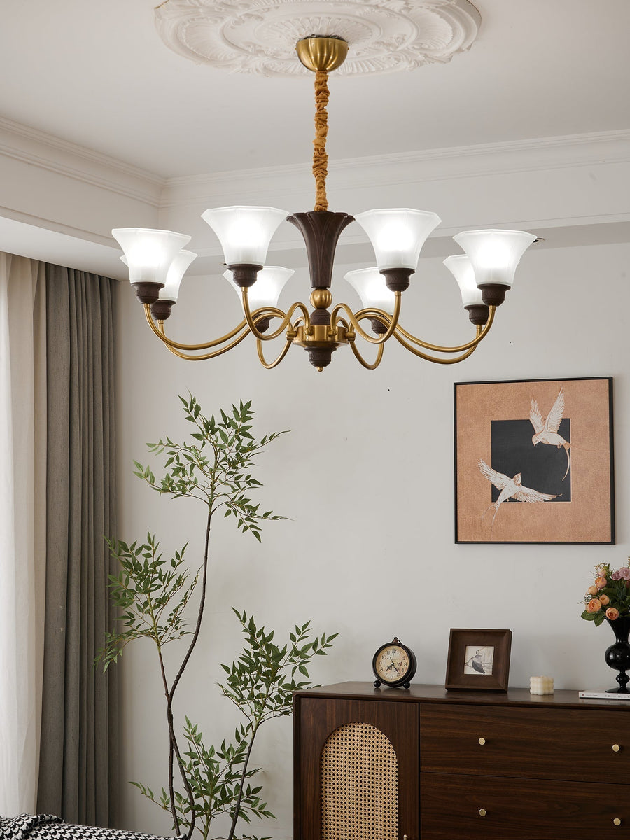 Lustre Odyssée en verre et bois – vue 5