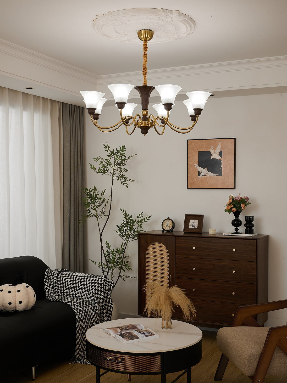 Lustre Odyssée en verre et bois – vue 7