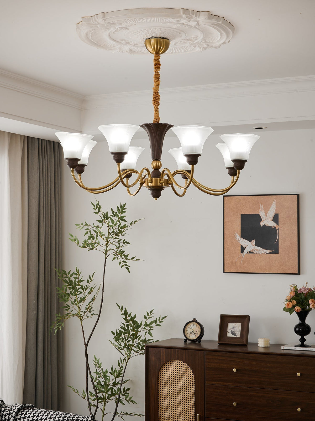Lustre Odyssée en verre et bois – vue 8