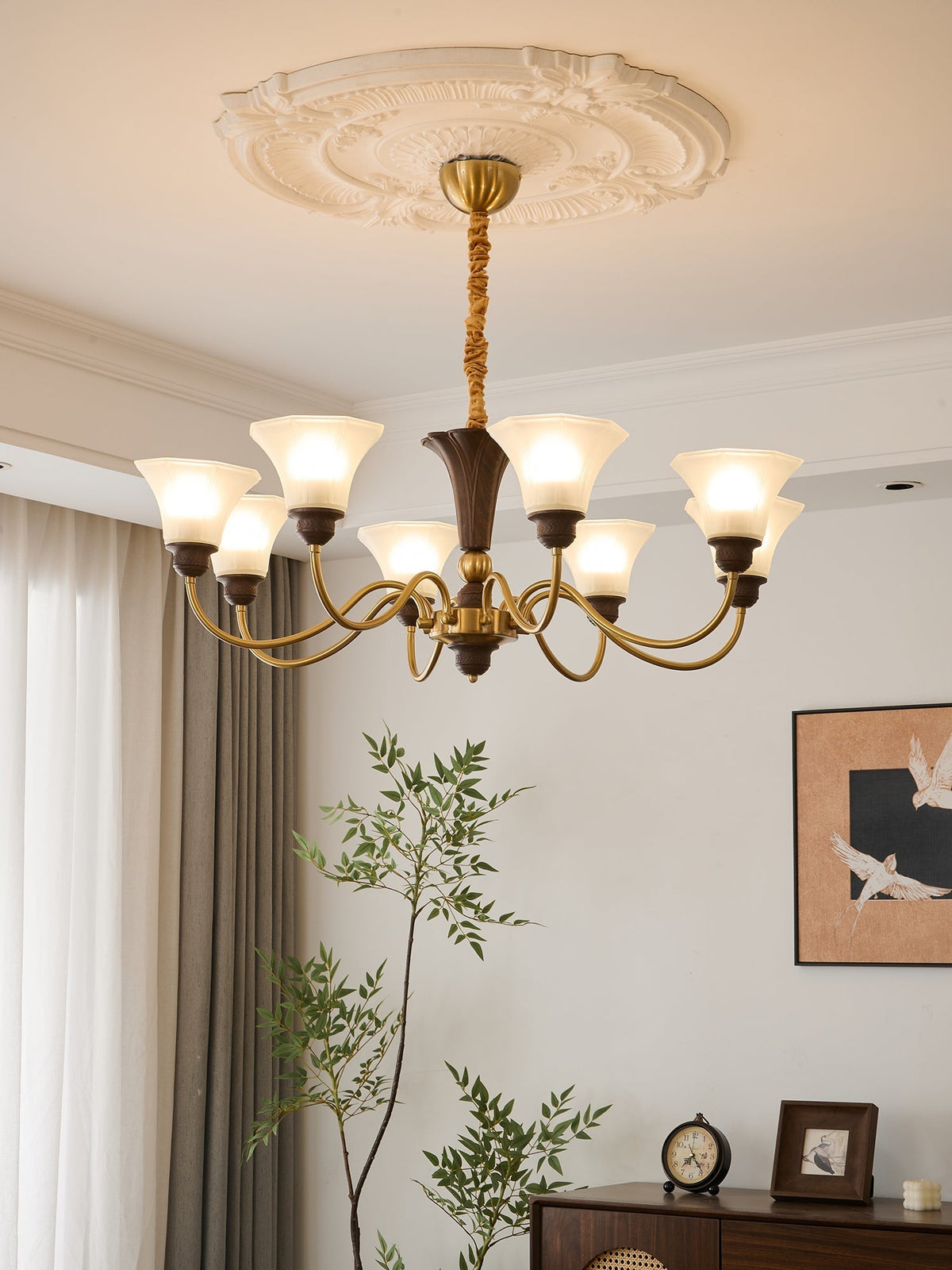 Lustre Odyssée en verre et bois – vue 10