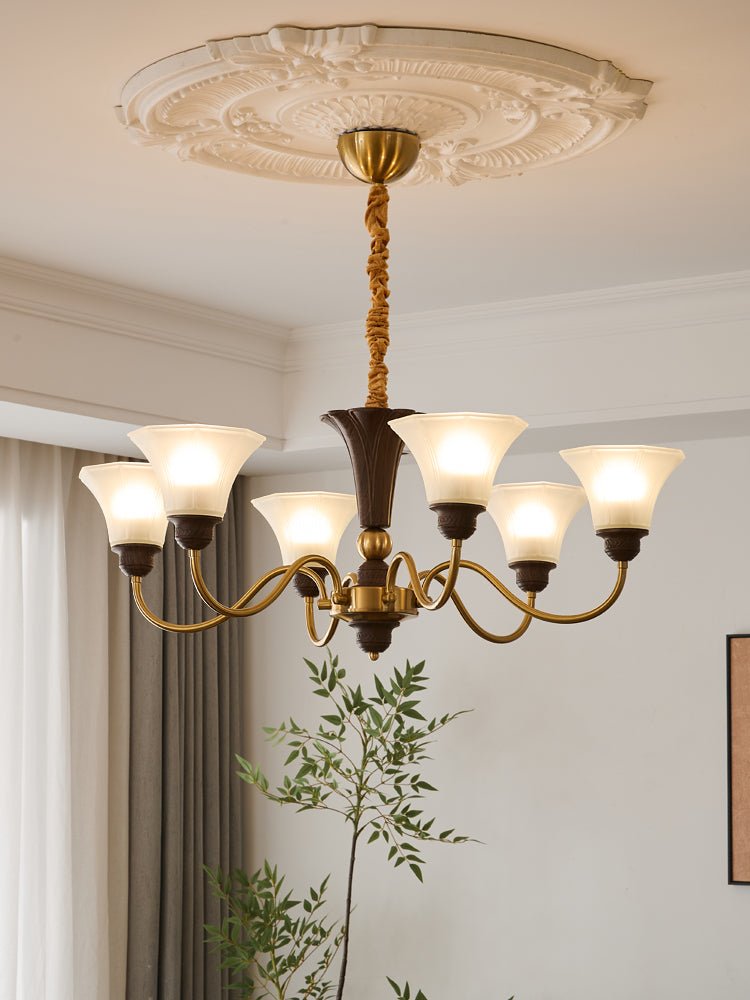 Lustre Odyssée en verre et bois – vue 30