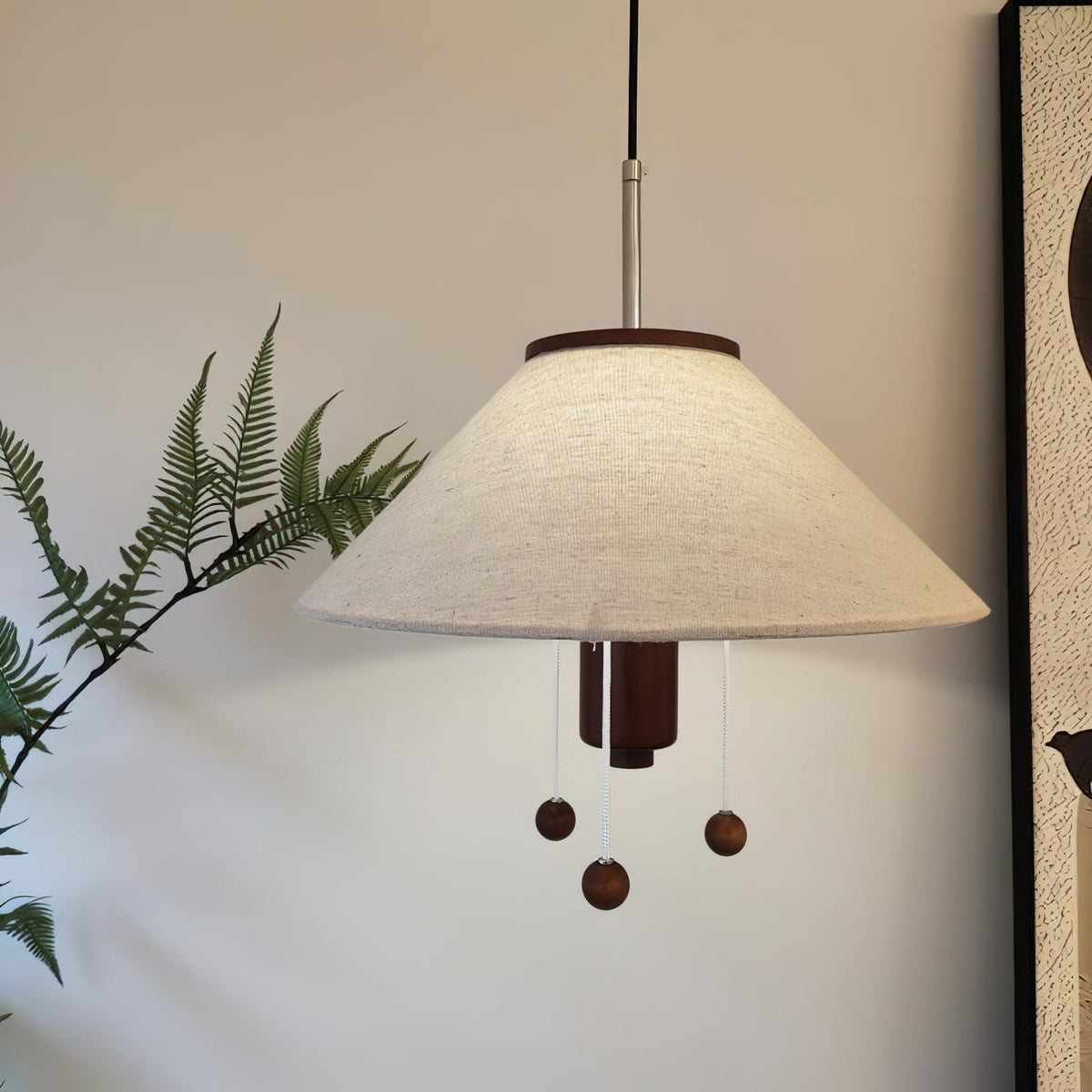 Suspension Céladon en bois et tissu – vue 17