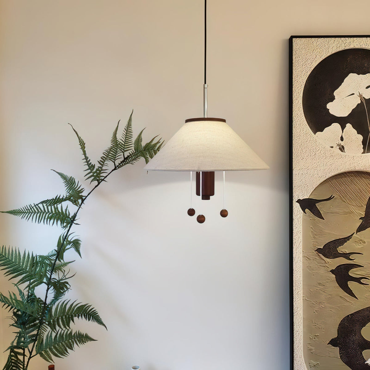 Suspension Céladon en bois et tissu – vue 16