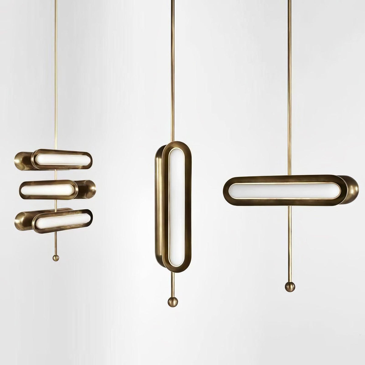 Lustre Fougère en laiton et verre – vue 14