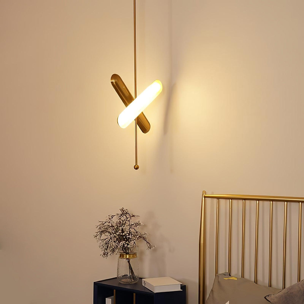 Lustre Fougère en laiton et verre – vue 18