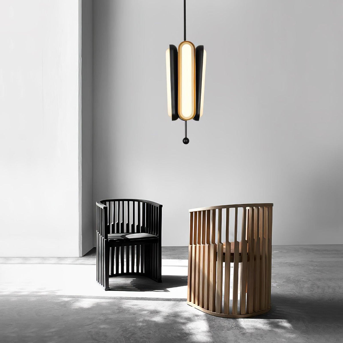 Lustre Fougère en laiton et verre – vue 20