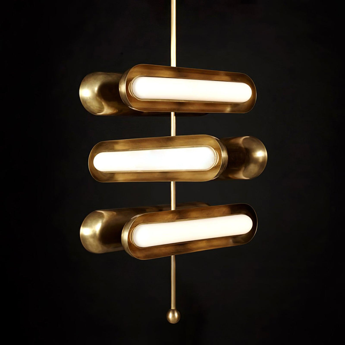 Lustre Fougère en laiton et verre – vue 12