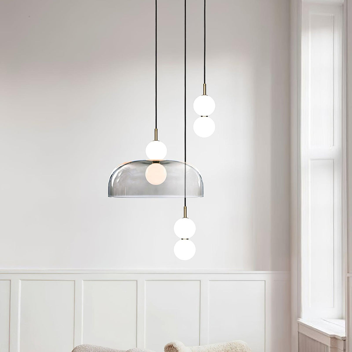 Suspension Iris en verre et métal – vue 17