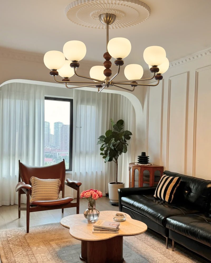 Lustre Belladone en verre et noyer – vue 7