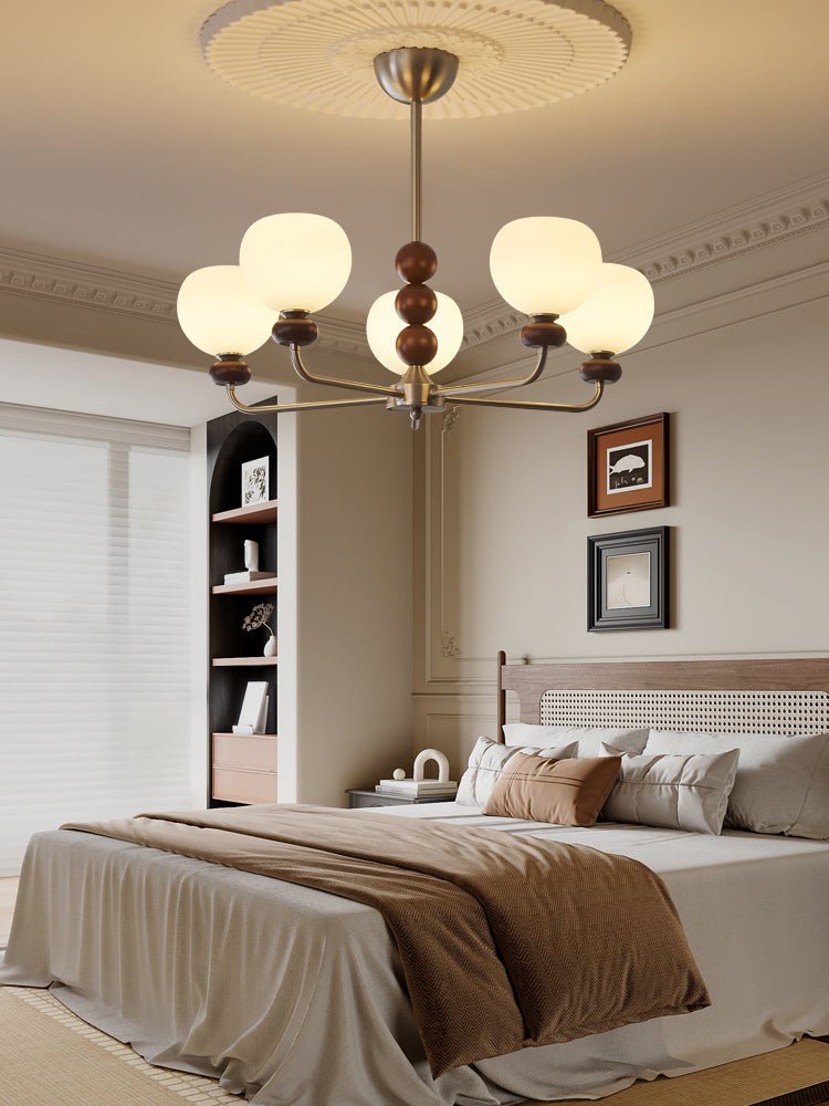 Lustre Belladone en verre et noyer – vue 5