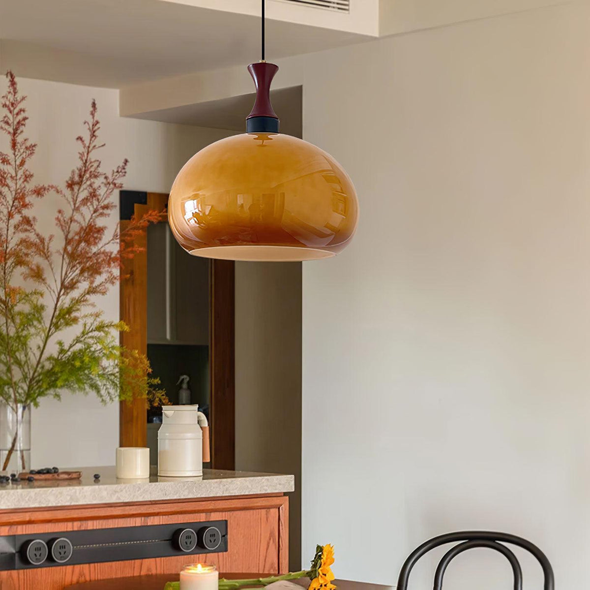 Suspension Vermeil en verre et bois – vue 9
