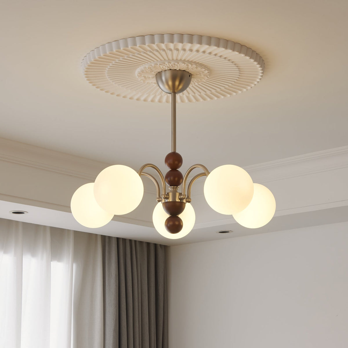 Lustre Majorque en verre et bois – vue 4